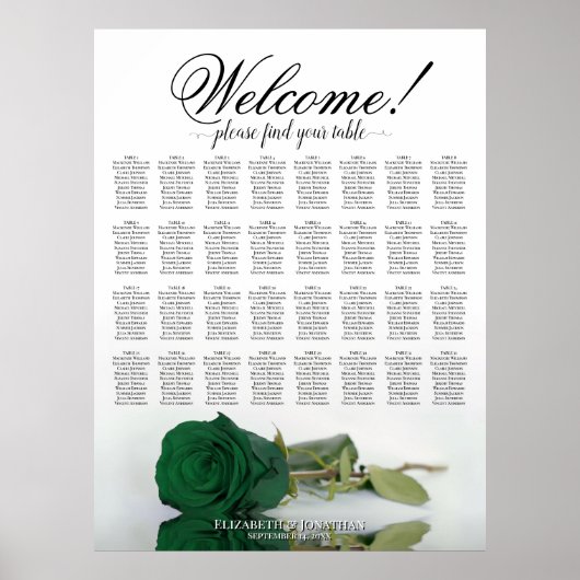 Tableau de placement de mariage à 32 tables Rose V (Devant)