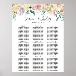 Tableau de placement de mariage à 9 tables Floral