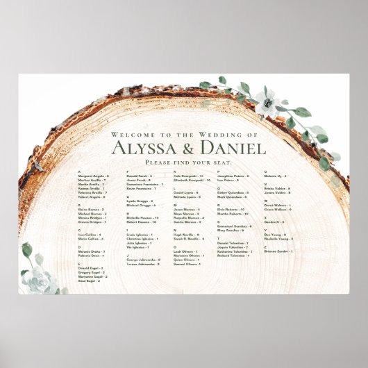 Tableau de placement de mariage à anneaux d'arbre (Devant)