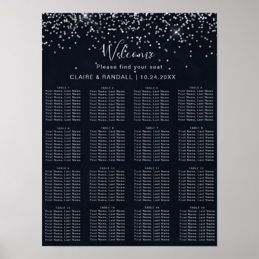 Tableau de placement de mariage à calligraphie ave (Devant)