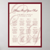 Tableau de placement de mariage à calligraphie mon (Devant)