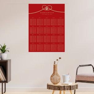 Tableau de placement de mariage à double bonheur N