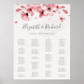 Tableau de placement de mariage à fleurs roses de (Devant)