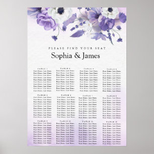 Tableau de placement de mariage à l'aquarelle viol