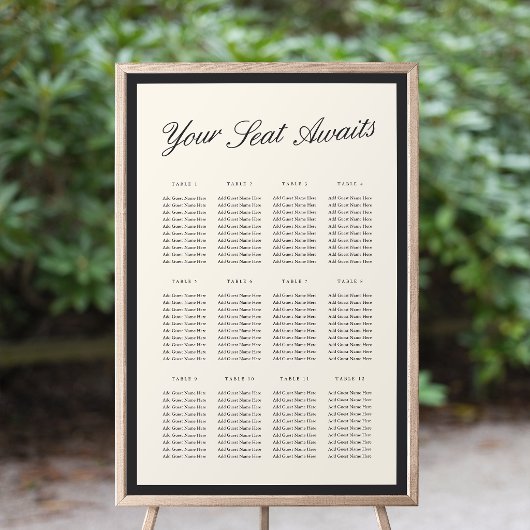 Tableau de placement de mariage à l'écriture class