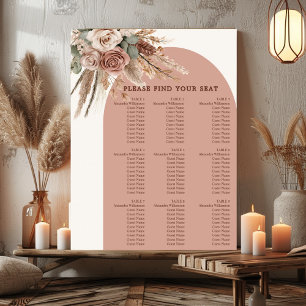 Tableau de placement de mariage à l'herbe de pampa