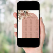 Tableau de placement de mariage à l'herbe de pampa
