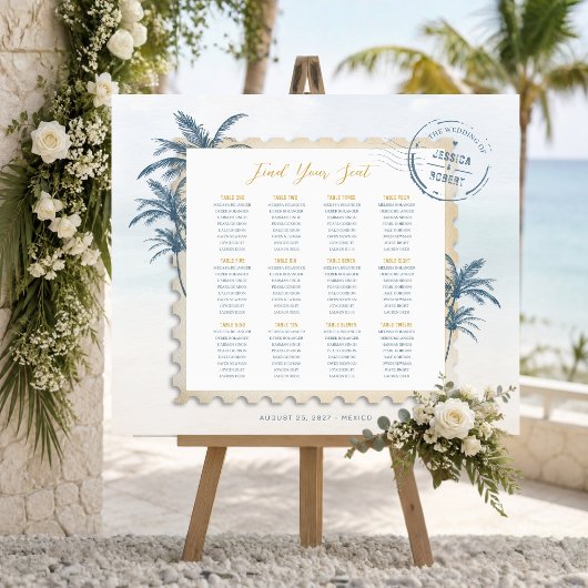 Tableau de placement de mariage à tampon côtier mo