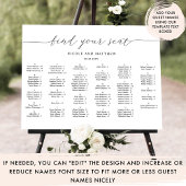 Tableau de placement de mariage alphabétique éléga