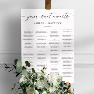 Tableau de placement de mariage alphabétique noir