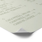 Tableau de placement de mariage alphabétique Vert  (Coin)