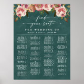 Tableau de placement de mariage alphabétique vert (Devant)