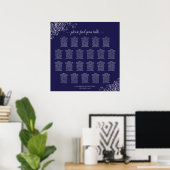 Tableau de placement de mariage argenté et bleu ma (Bureau à domicile)