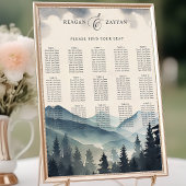 Tableau de placement de mariage au mont Pine aquar