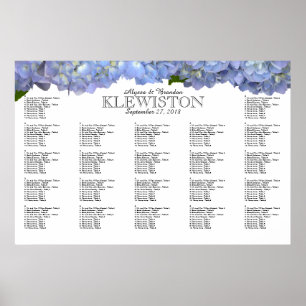 Tableau de placement de mariage aux hortensias Blu