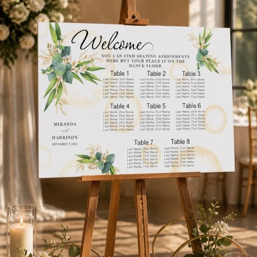 Tableau de placement de mariage aux sphères dorées