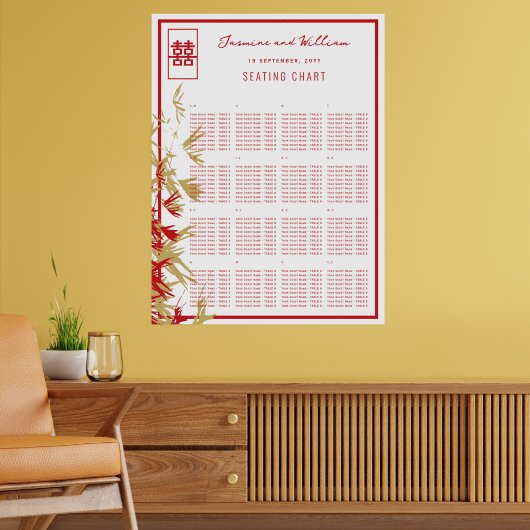 Tableau de placement de mariage chinois aux feuill (Salon 2)