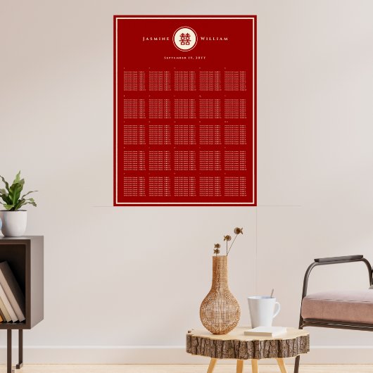 Tableau de placement de mariage chinois Red Double (Salon 3)