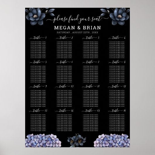 Tableau de placement de mariage classique à fleurs (Devant)