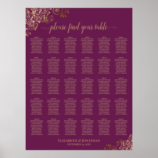 Tableau de placement de mariage de 30 tables Magen (Devant)