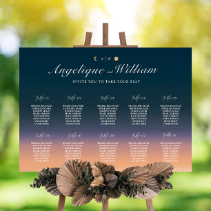 Tableau de placement de mariage de coucher de sole