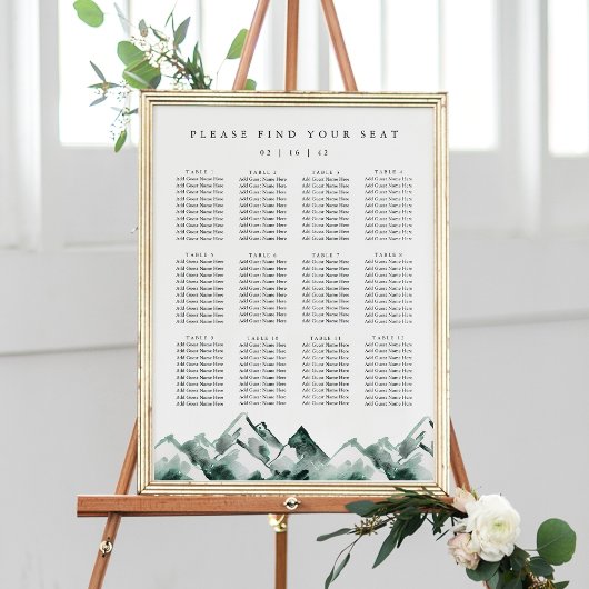 Tableau de placement de mariage de montagne imprim