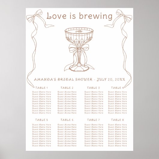 Tableau de placement de mariage dessiné à la main (Devant)