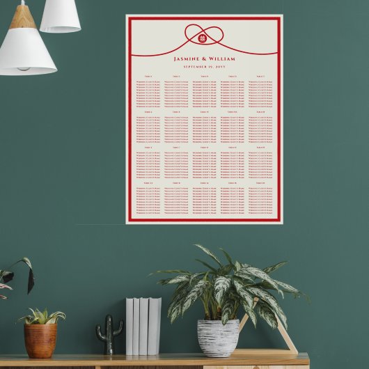 Tableau de placement de mariage Double Bonheur Red (Salon 1)