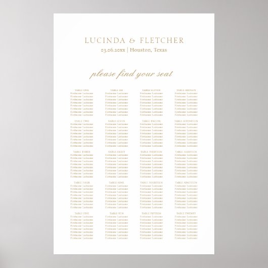 Tableau de placement de mariage élégant classique  (Devant)