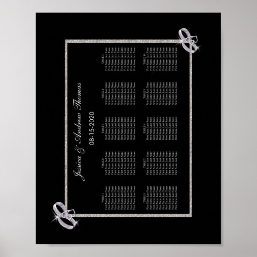 Tableau de placement de mariage élégant en diamant (Devant)