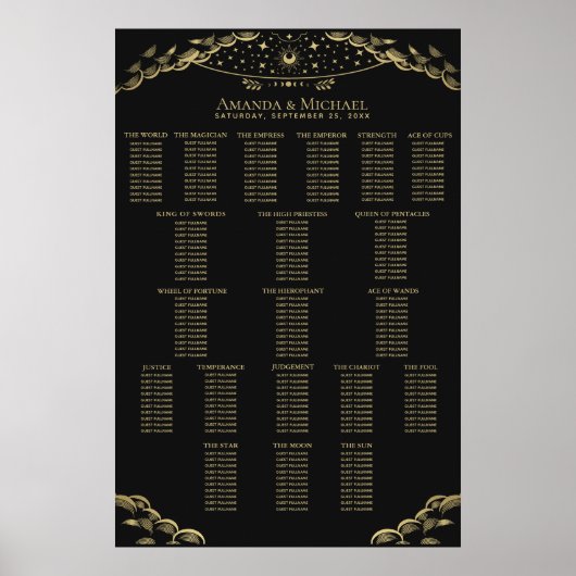 Tableau de placement de mariage élégant et mystiqu (Devant)