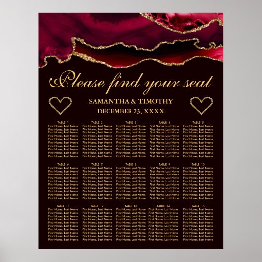 Tableau de placement de mariage en agate fausse br (Devant)