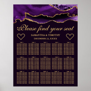 Tableau de placement de mariage en agate pailletée