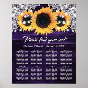 Tableau de placement de mariage en bois violet Tou