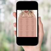 Tableau de placement de mariage en herbe de pampa