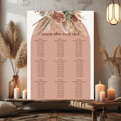 Tableau de placement de mariage en herbe de pampa