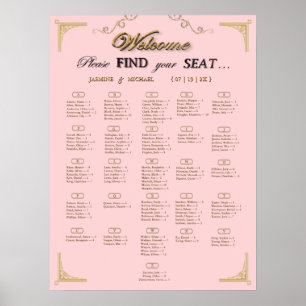 Tableau de placement de mariage en rose champagne 