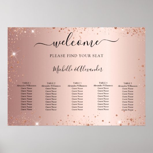 Tableau de placement de mariage en rose gold paill (Devant)
