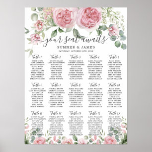 Tableau de placement de mariage Fleurs Florales Ro