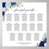 Tableau de placement de mariage floral Boho bleu 1 (Devant)