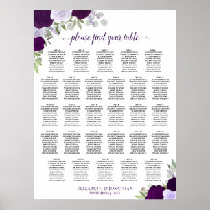 Tableau de placement de mariage floral Boho violet