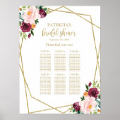 Tableau de placement de mariage floral bordeaux ro (Devant)