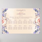 Tableau de placement de mariage floral couleur pêc (Devant)