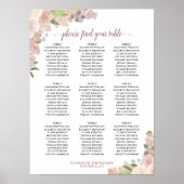 Tableau de placement de mariage floral rose rustiq (Devant)