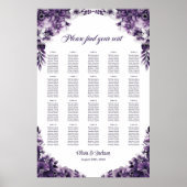Tableau de placement de mariage floral violet pour (Devant)
