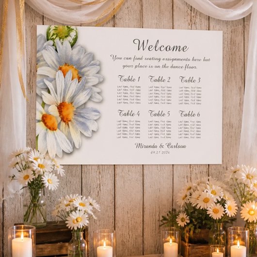 Tableau de placement de mariage Happy Daisy 91x61c