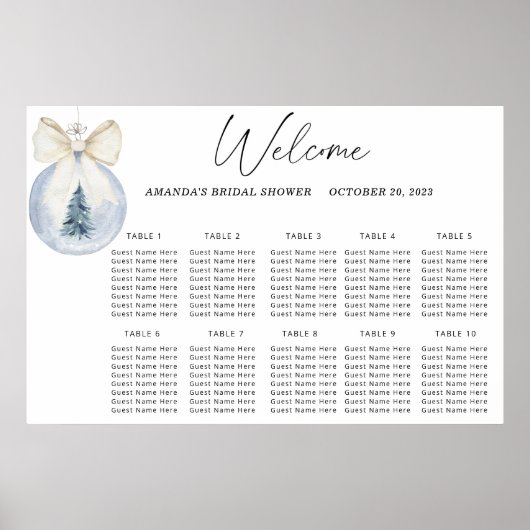 Tableau de placement de mariage hivernal à l'aquar (Devant)