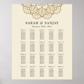 Tableau de placement de mariage mandala or (Devant)