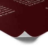 Tableau de placement de mariage moderne bordeaux (Coin)