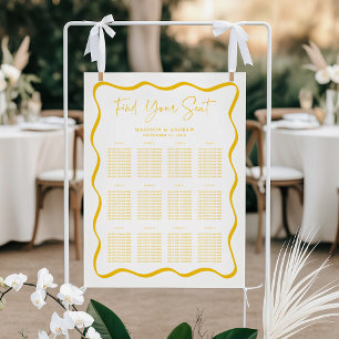 Tableau de placement de mariage moderne jaune à ca